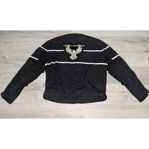 First Racing Motorcycle Riding Jacket w/ Harley Davidson Patch Padded Coat L